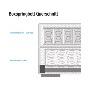 naturoo Boxspringbett Marcel 160x200cm schwarz inkl. Premium Topper & LED Beleuchtung