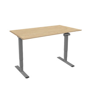 Contini höhenverstellbarer Bürotisch 1.6x0.8m Ahorn Natur/Gestell grau RAL 7045