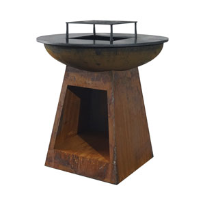 Mr.Grill Feuerschale mit Holzfach & Grillring Rusty