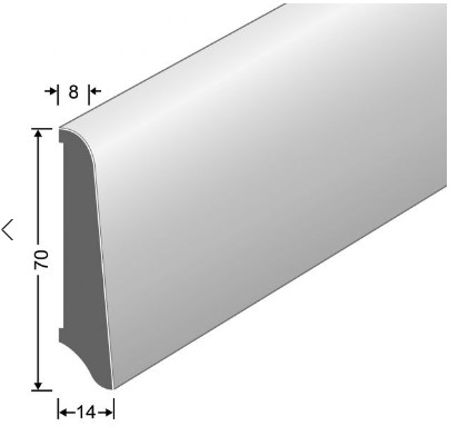 Sockelleiste 70/14/8 mm UMA Weiss  RAL 9016 Länge 4000 mm