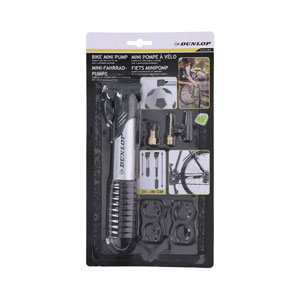 Dunlop Fahrrad-Pumpe mini inkl 3 Ventiladapter