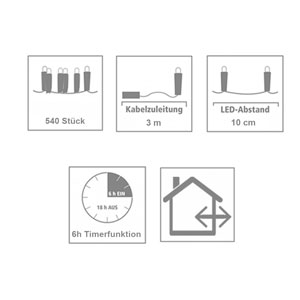 Ekström LED Lichtervorhang Outdoor 540 LED Microlight 75x150cm warm weiss