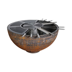 Mr. Grill Feuerschale Rusty mit Grillring 100cm und Zubehör