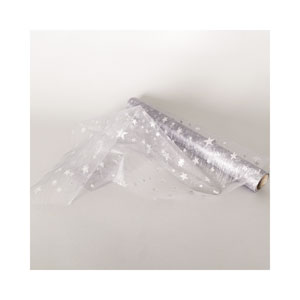 dameco Dekostoff "Organza" silber + silbrige Sterne 36x300cm