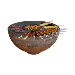 Mr. Grill Feuerschale Rusty mit Grillring 100cm und Zubehör