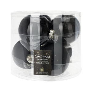 FS-STAR Weihnachtskugeln 6er Set schwarz