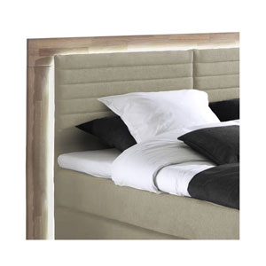 naturoo Boxspringbett Marcel 180x200cm beige inkl. Premium Topper & LED Beleuchtung