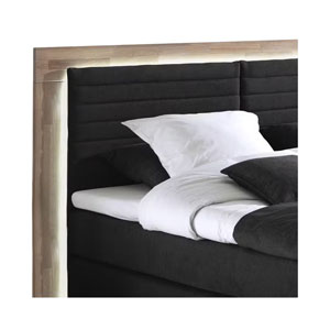 naturoo Boxspringbett Marcel 180x200cm schwarz inkl. Premium Topper & LED Beleuchtung