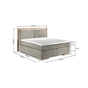 naturoo Boxspringbett Marcel 180x200cm beige inkl. Premium Topper & LED Beleuchtung