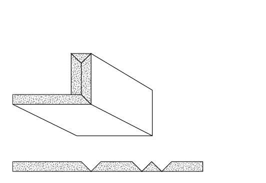 Rigips Faltelemente, 3 x V-Fräsung 90° oben, unverleimt - RB 12,5