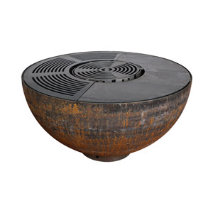 Mr. Grill Feuerschale Rusty mit Grillring 100cm und Zubehör