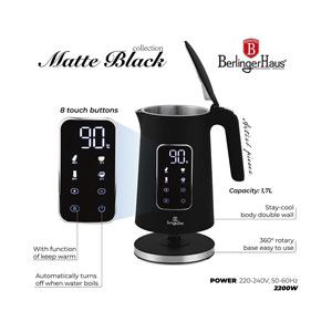 Berlinger Haus Wasserkocher mit Digitalanzeige Black Vantage Collection