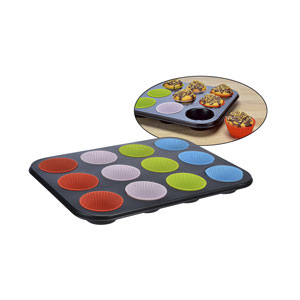 FS-Star Muffin-Backform mit Silikonförmchen für 12 Muffins