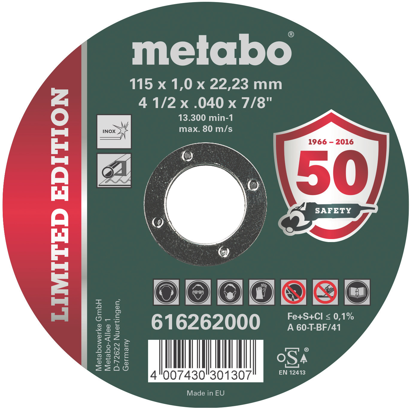 Metabo Trennscheibe Limited Edition Promotion 115x1,0x22,23 Inox