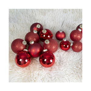 FS Star Weihnachtskugel 42er Set Glas, Rot