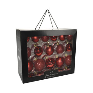 FS Star Weihnachtskugel 42er Set Glas, Rot