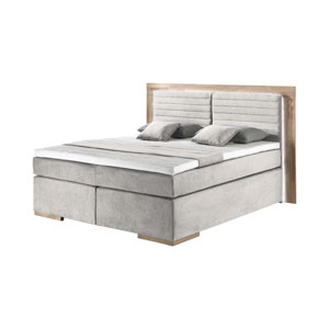 naturoo Boxspringbett Marcel 160x200cm beige inkl. Premium Topper & LED Beleuchtung