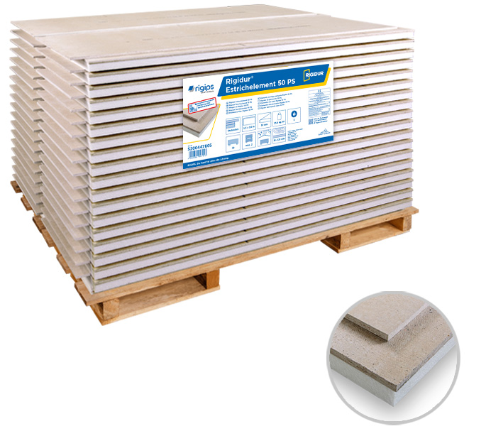 Rigidur Estrichelement 50 PS - Kaschierung mit Polystyrolplatte