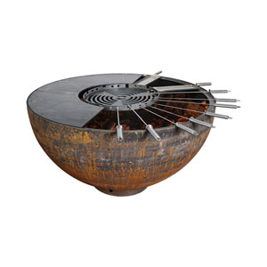 Mr. Grill Feuerschale Rusty mit Grillring 100cm und Zubehör