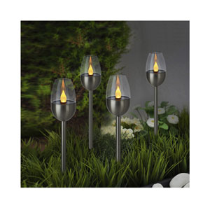 FS-STAR Solar Gartenfackel Edelstahl H 38cm