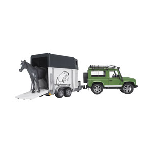 Bruder Land Rover Defender + Anhänger und Pferd