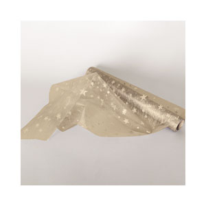 dameco Dekostoff "Organza" gold + goldige Sterne 30x300cm
