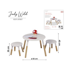 Judy Wild Kinderholztisch mit 2 Hocker