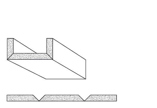 Rigips Faltelemente, 2 x V-Fräsung 90° oben, unverleimt - RB 12,5