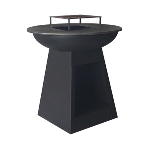 Mr.Grill Feuerschale mit Holzfach & Grillring Black