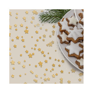 dameco Dekostoff "Organza" gold + goldige Sterne 30x300cm