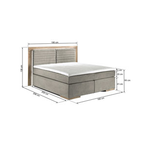 naturoo Boxspringbett Marcel 160x200cm beige inkl. Premium Topper & LED Beleuchtung