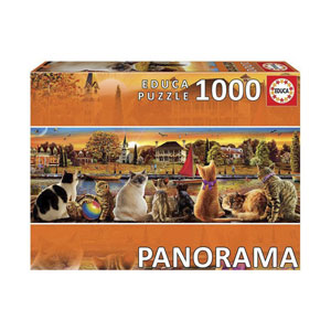 Educa 18001 Panorama Puzzle 1000 Teile Katzen am Quai