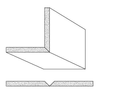 Rigips Faltelemente, 1 x V-Fräsung 90°, unverleimt - RB 12,5