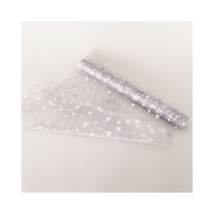 dameco Dekostoff "Organza" silber + silbrige Sterne 36x300cm