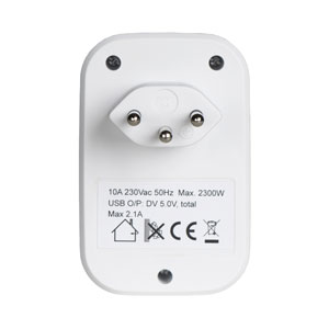 Ekström Steckdosenadapter mit USB-Ladeanschluss weiss